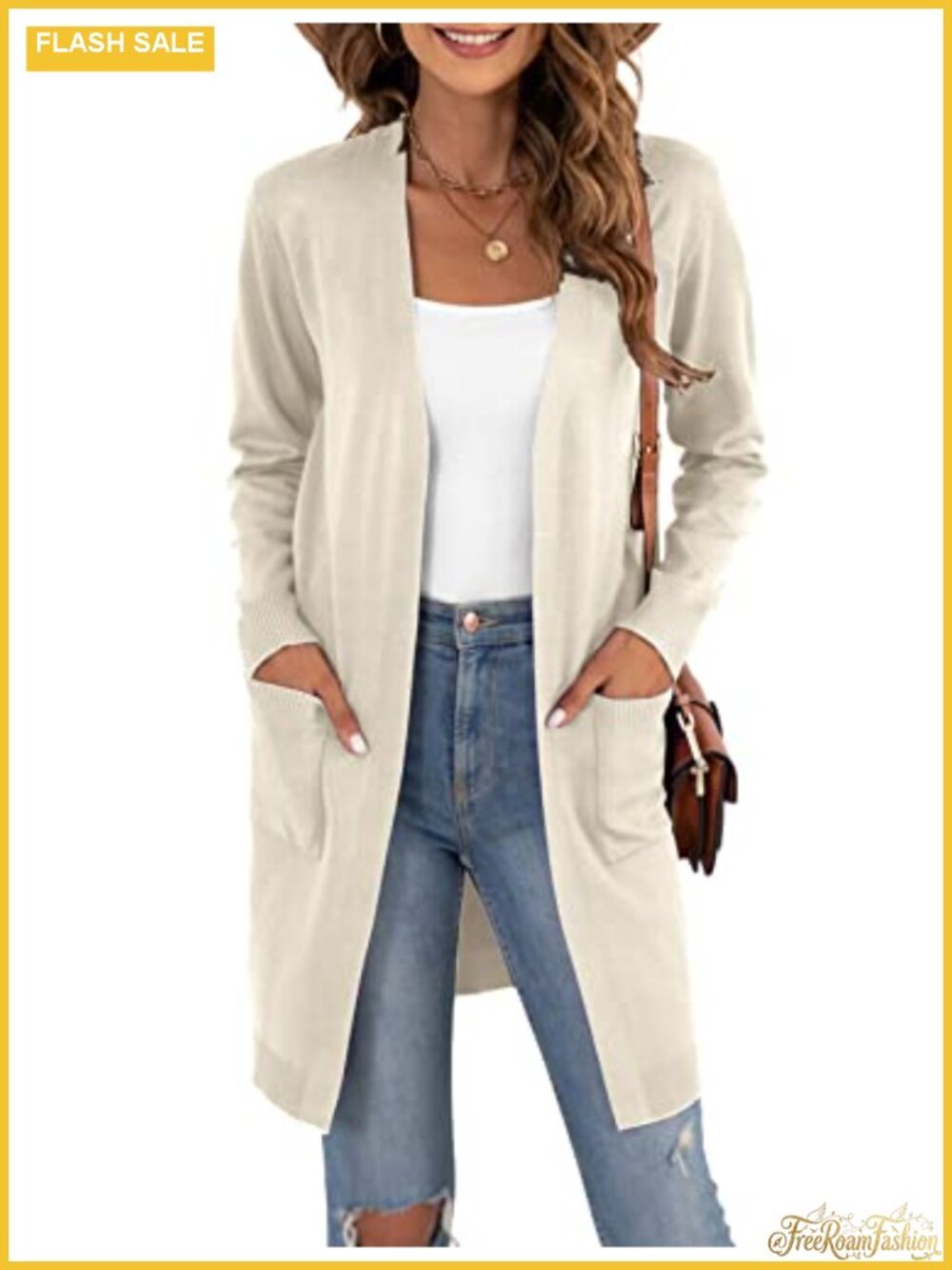 Women's Open Front Long Sleeve Knit Cardigan Sweater Lightweight Outwear